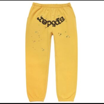 Sp5der worldwide sweatpants Yellow with black writing